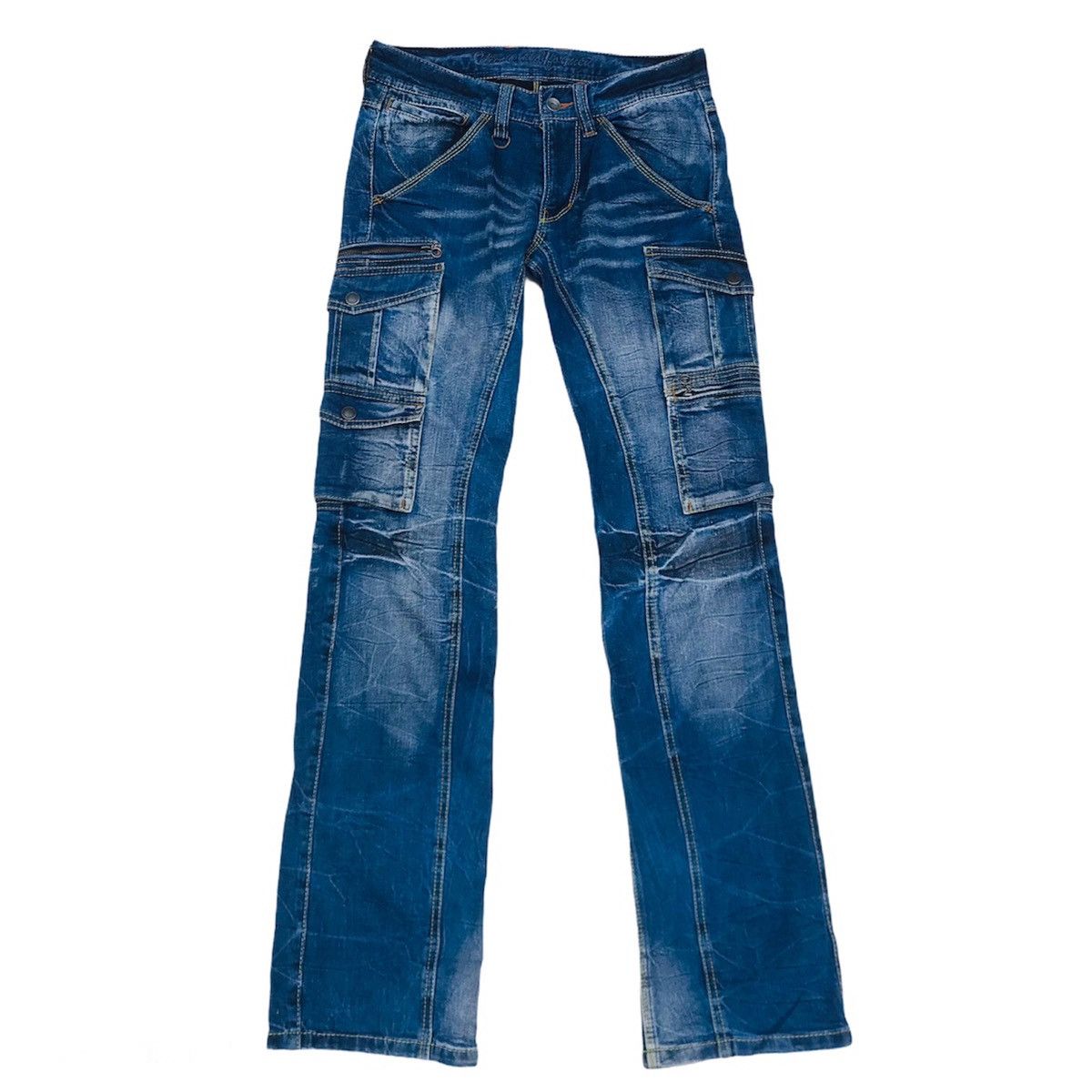image of Distressed Denim Nicole Club For Men Distressed Bush Pant 9Pocket Low Rise in Blue (Size 29)