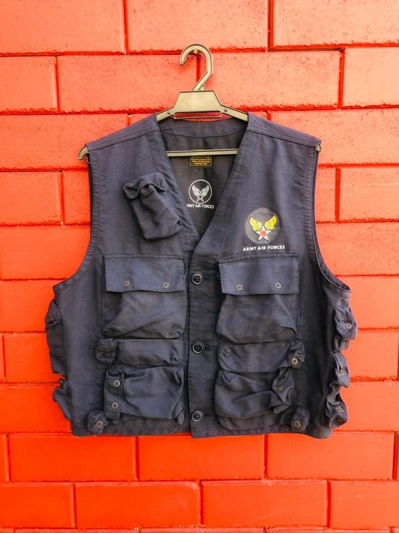 Japanese Brand Vintage Army Air Force Pocket Vest Travis Scott Fashion Size US L / EU 52-54 / 3 - 1 Thumbnail