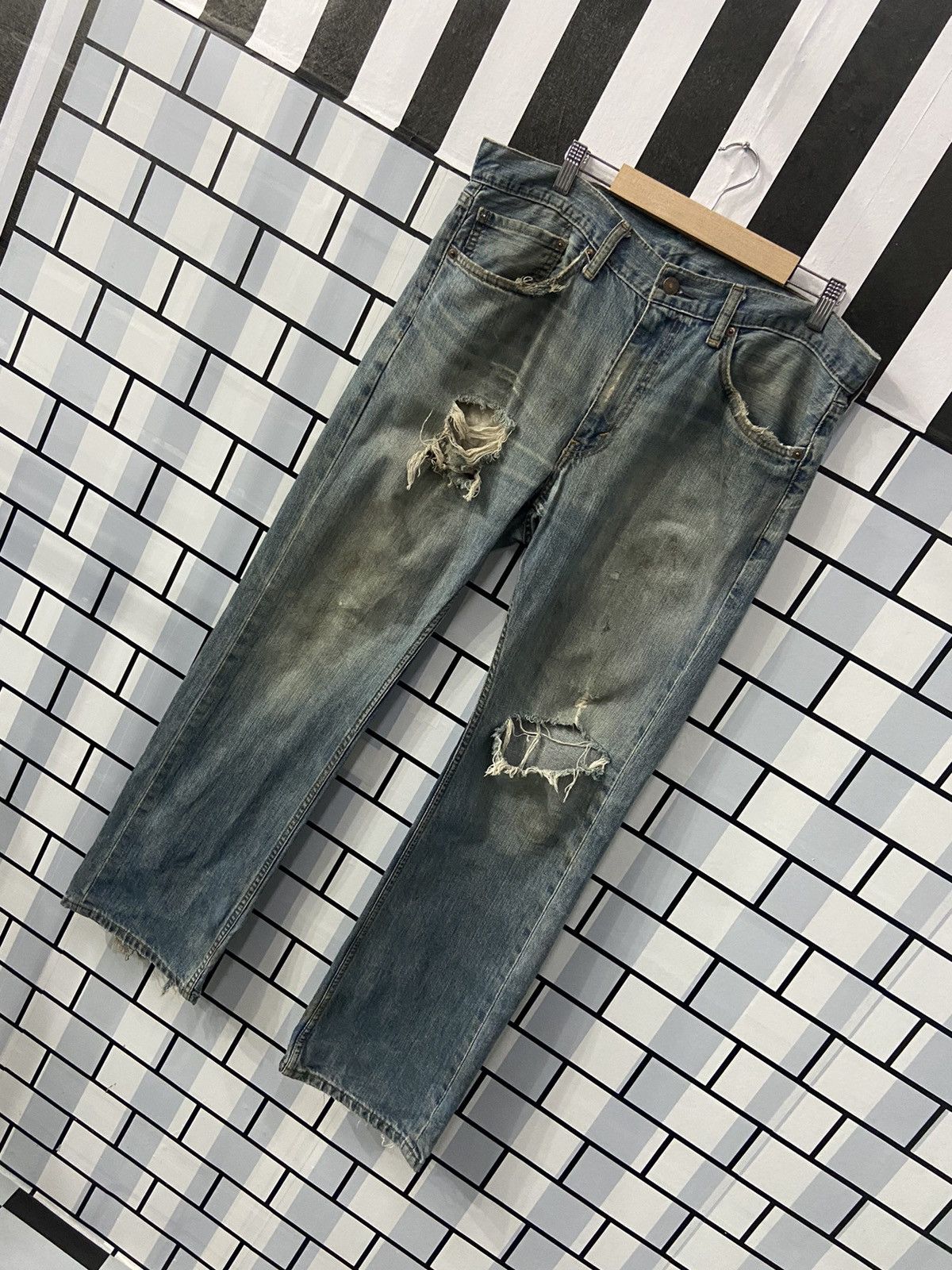 Levi's × Vintage Vintage Levi’s 559 Distressed Faded Blue Denim Pants Size US 34 / EU 50 - 3 Thumbnail
