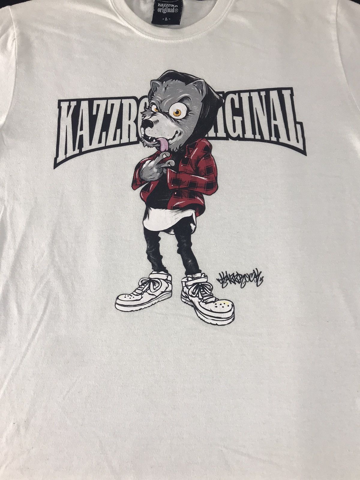 Japanese Brand × Vintage Vtg Kazzrock Original Big Wolf Longsleeve Tshirt Printed Size US M / EU 48-50 / 2 - 3 Thumbnail
