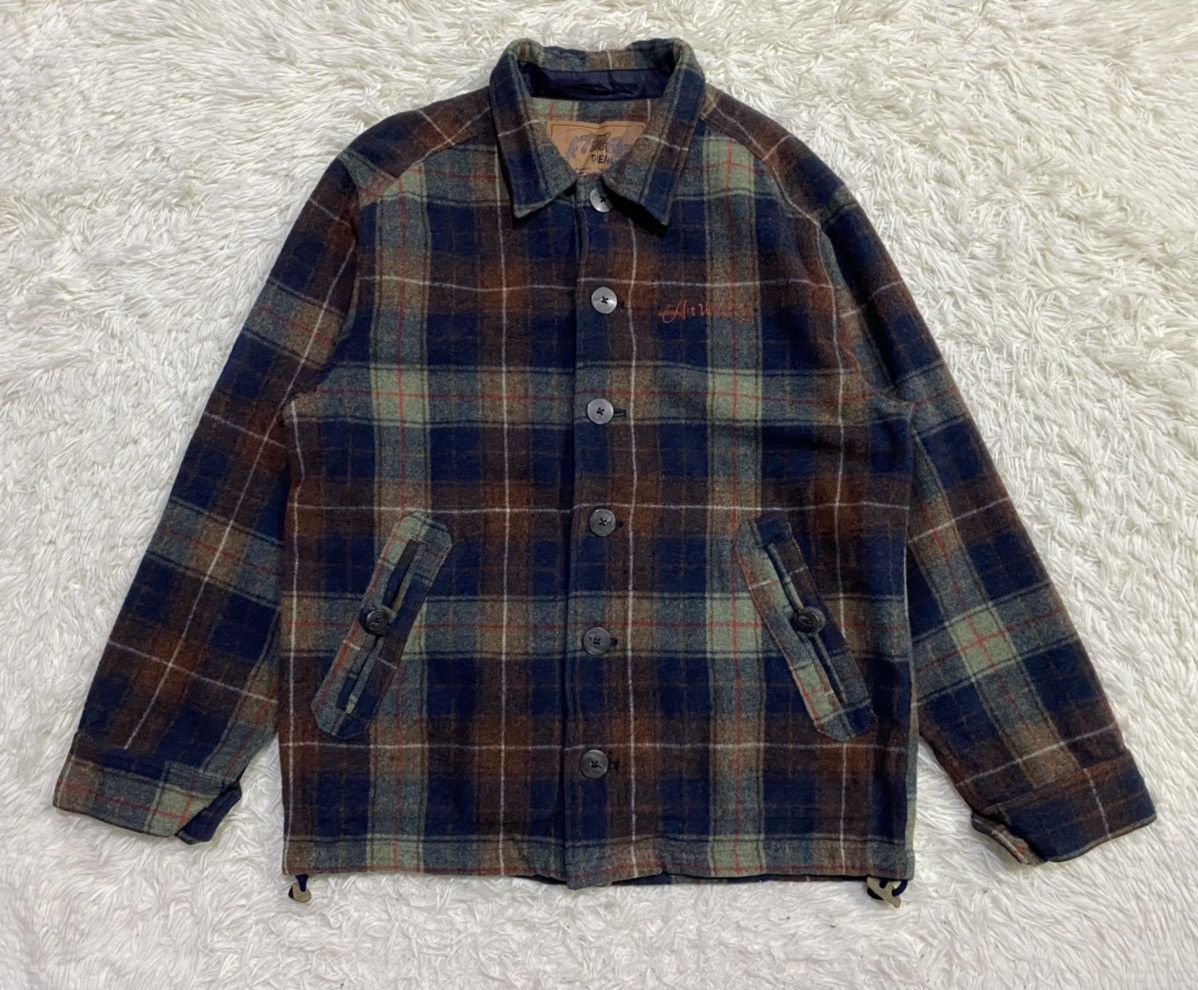 image of Atmos Atj-03-2011 Button Up Wool Checked Flannel Shirts, Men's (Size Large)