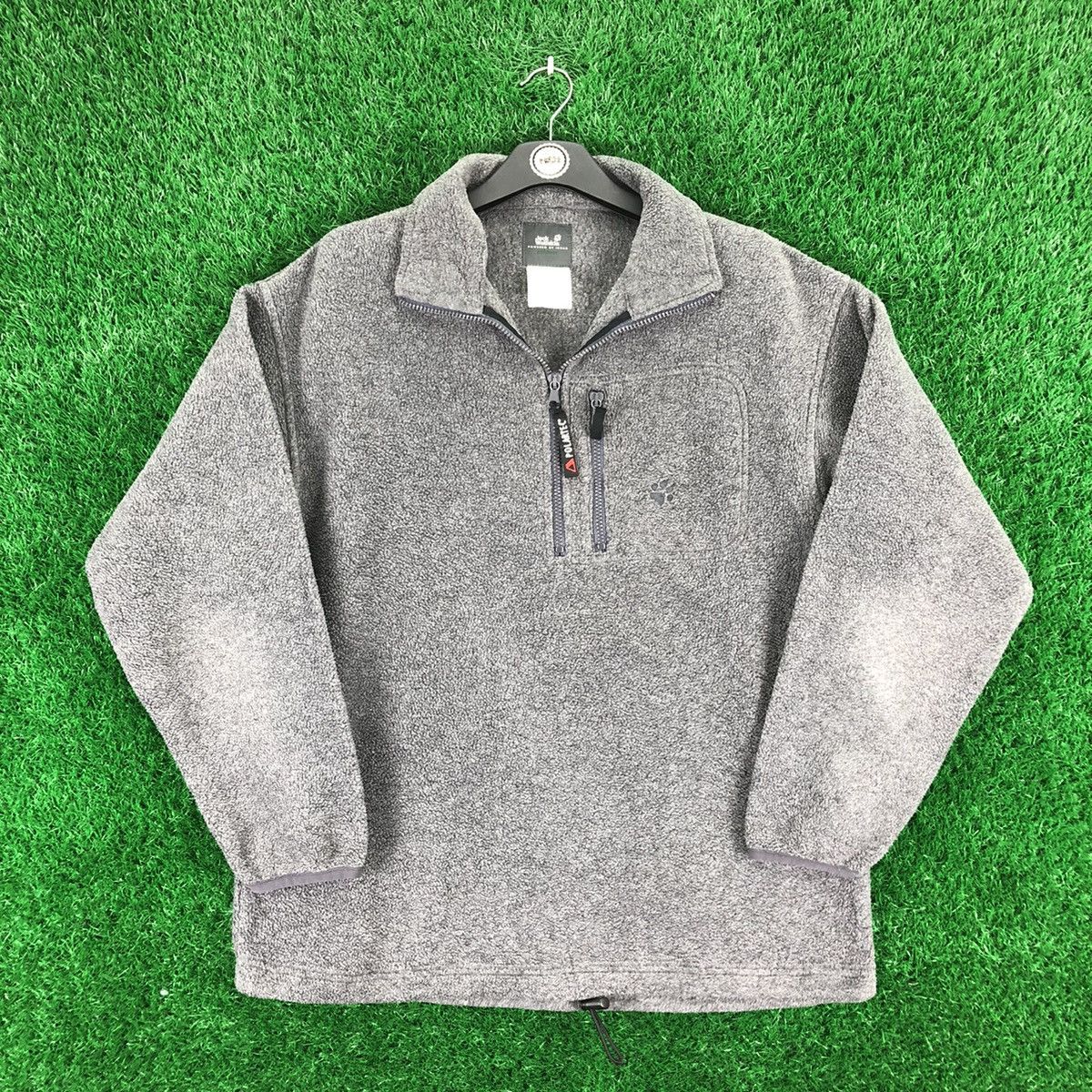 image of Jack Wolfskins Polartec Fleece Quarter Zipper Sweater in Grey, Men's (Size XL)