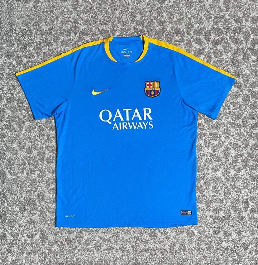 Nike Vintage Blue Jersey Tee Training Nike Fc Barcelona 2015 | Grailed