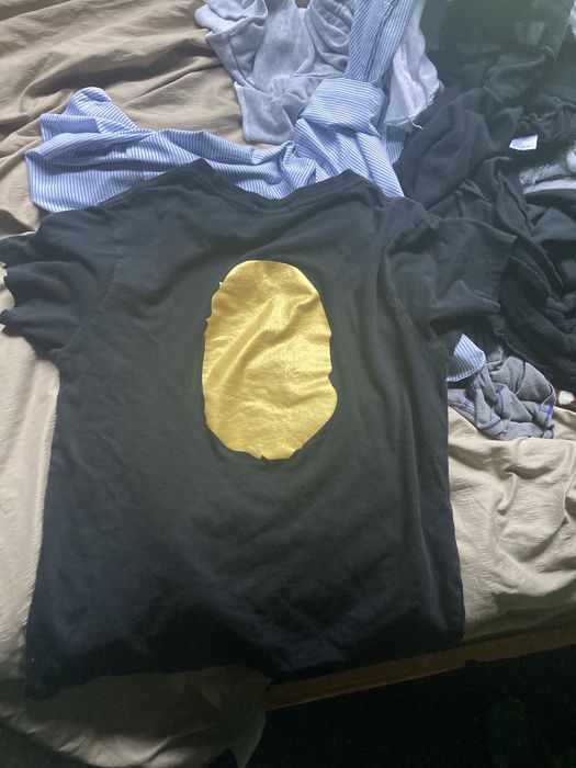 Bape Black and Gold Bape Ape Shirt | Grailed