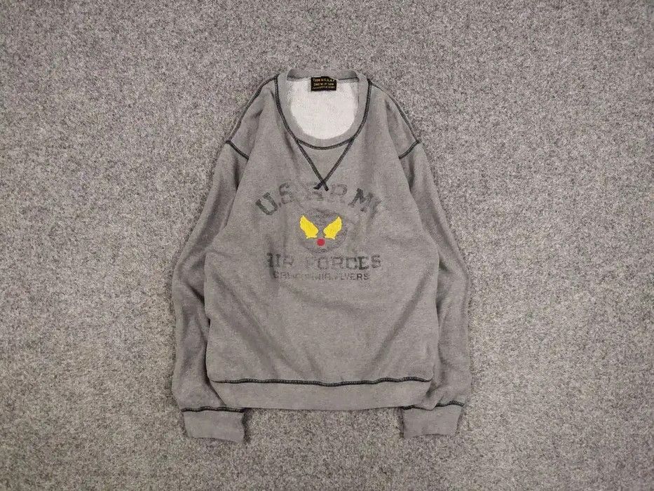 Vintage Vintage 80's Air Force US Army Gray Crew Chek Sweatshirt Size US L / EU 52-54 / 3 - 1 Thumbnail