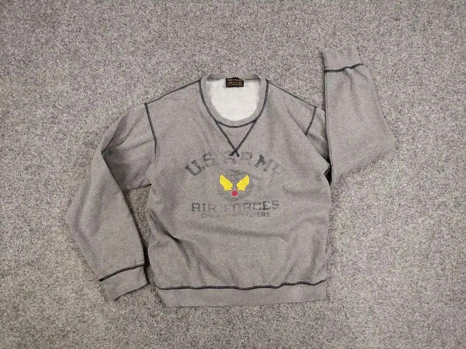 Vintage Vintage 80's Air Force US Army Gray Crew Chek Sweatshirt Size US L / EU 52-54 / 3 - 5 Thumbnail