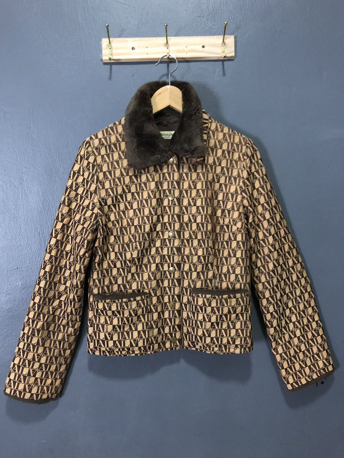 image of Vintage Andreluciano Monogram Jacket in Brown Gold, Women's (Size Small)