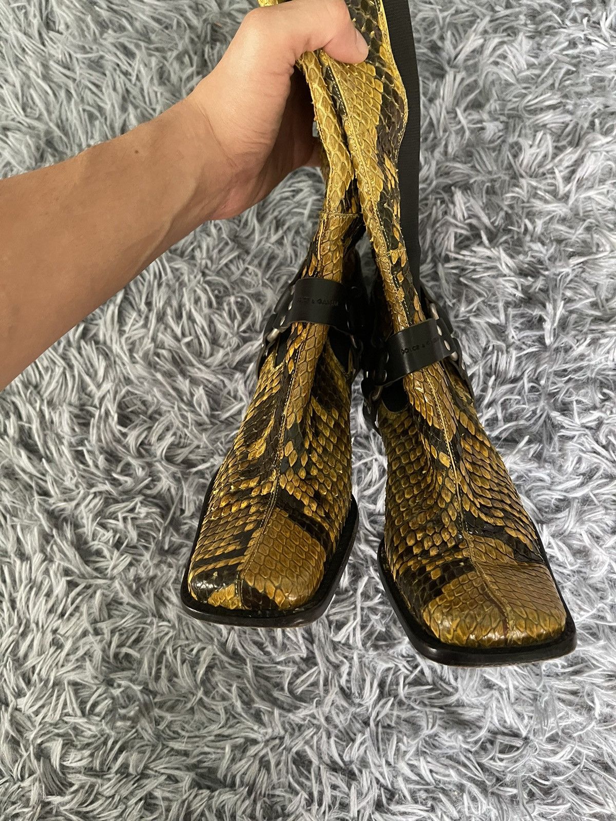 Dolce & Gabbana × Genuine Leather 🐍 Dolce & Gabbana FW1999 archive runway python leather boots Size US 7 / IT 37 - 14 Thumbnail