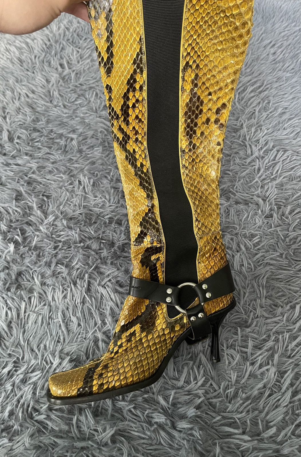 Dolce & Gabbana × Genuine Leather 🐍 Dolce & Gabbana FW1999 archive runway python leather boots Size US 7 / IT 37 - 4 Thumbnail