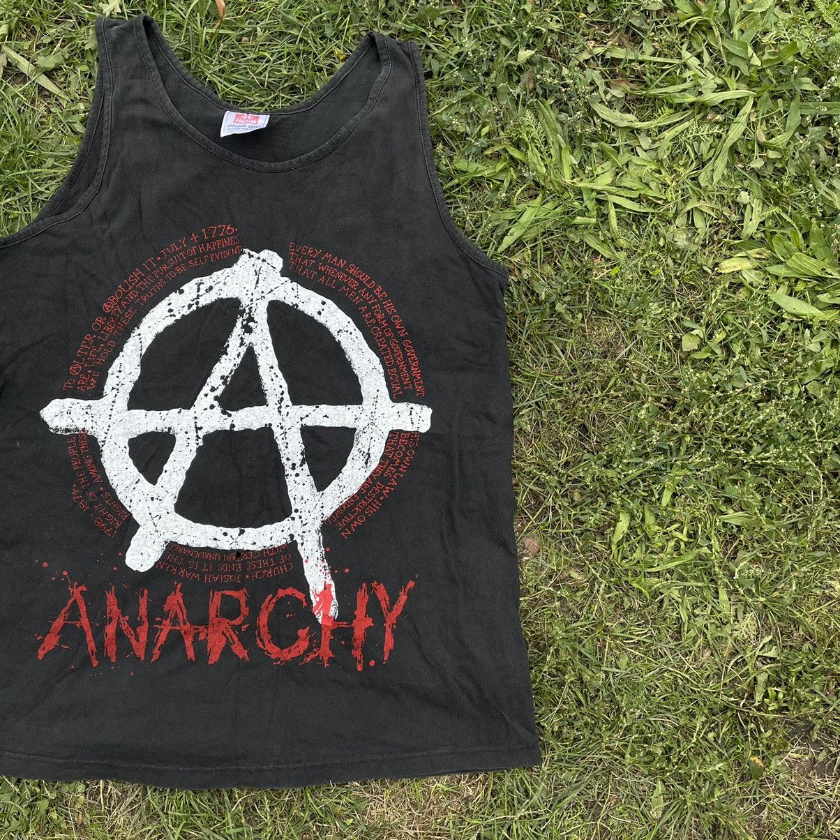 Vintage Vintage Y2K Anarchy Graphic Tee Punk Streetwear Thrashed L Size US L / EU 52-54 / 3 - 2 Thumbnail