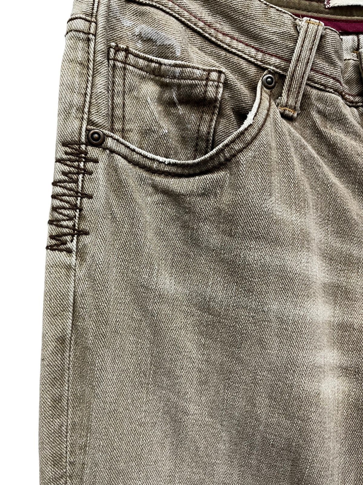 Japanese Brand 🇯🇵[a:r]Vtg Japan BoroPatch Bartack OffBrown SlimFit Grunge Size US 30 / EU 46 - 4 Thumbnail