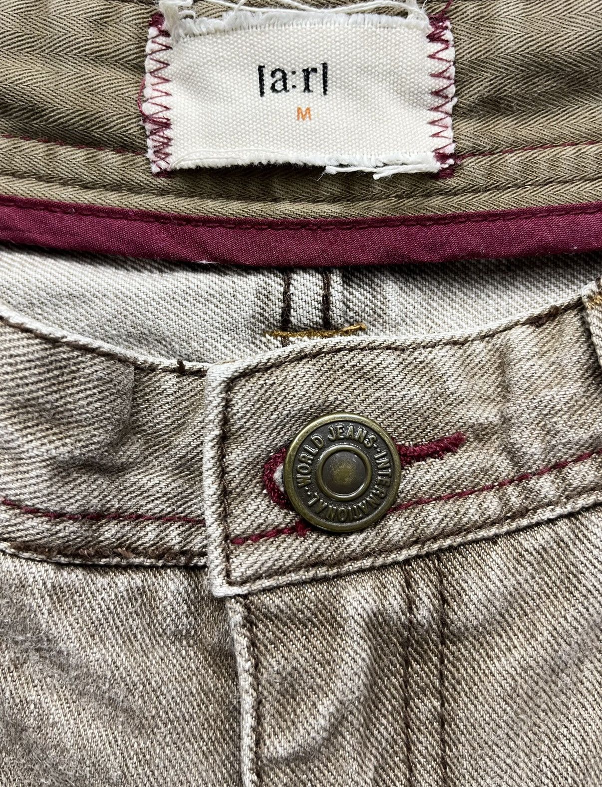 Japanese Brand 🇯🇵[a:r]Vtg Japan BoroPatch Bartack OffBrown SlimFit Grunge Size US 30 / EU 46 - 10 Thumbnail