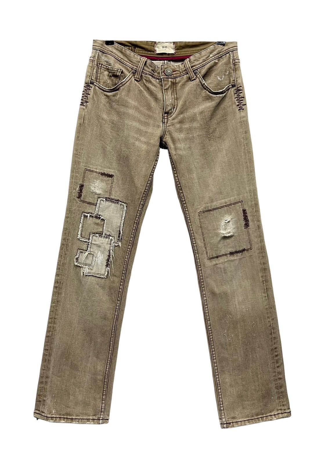 Japanese Brand 🇯🇵[a:r]Vtg Japan BoroPatch Bartack OffBrown SlimFit Grunge Size US 30 / EU 46 - 2 Thumbnail