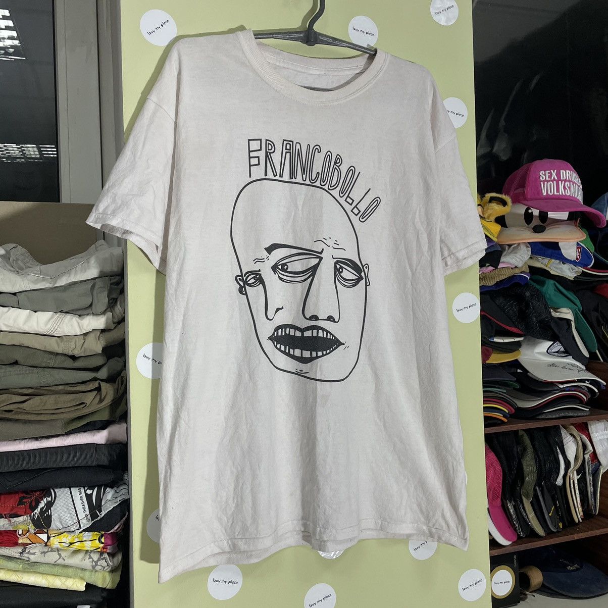 Vintage Vintage 90s Graphic Tee Face Portrait Faded Black Oversized Size US L / EU 52-54 / 3 - 2 Thumbnail