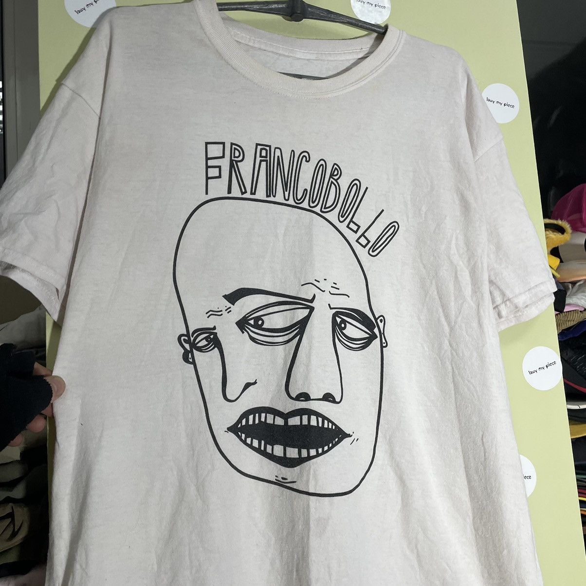Vintage Vintage 90s Graphic Tee Face Portrait Faded Black Oversized Size US L / EU 52-54 / 3 - 6 Thumbnail