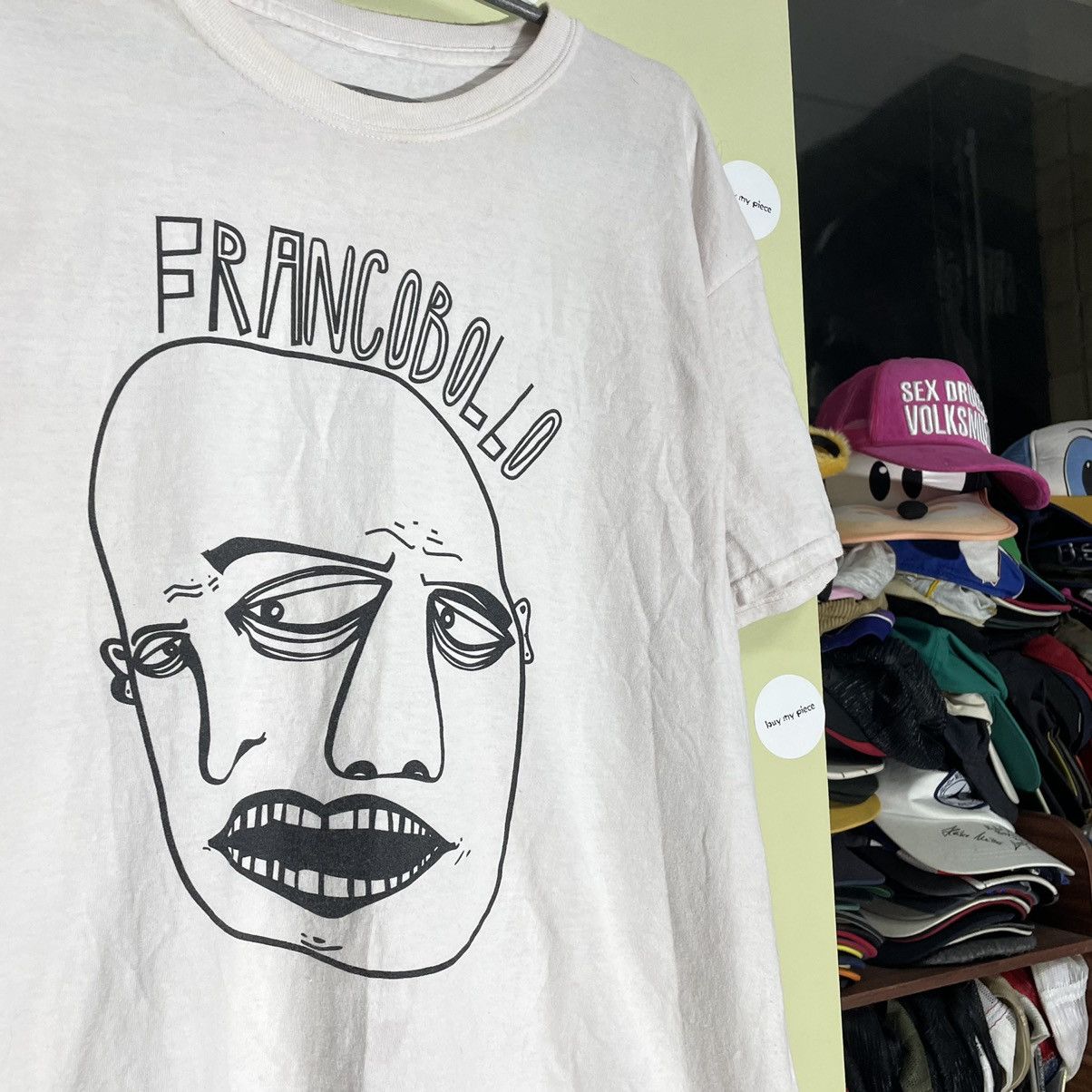 Vintage Vintage 90s Graphic Tee Face Portrait Faded Black Oversized Size US L / EU 52-54 / 3 - 5 Thumbnail