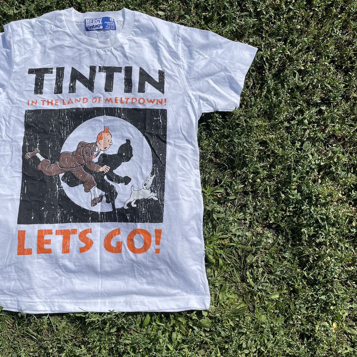 Vintage Vintage 90s Tintin Graphic Tee Sun Faded Indie Skate Baggy L Size US L / EU 52-54 / 3 - 3 Thumbnail