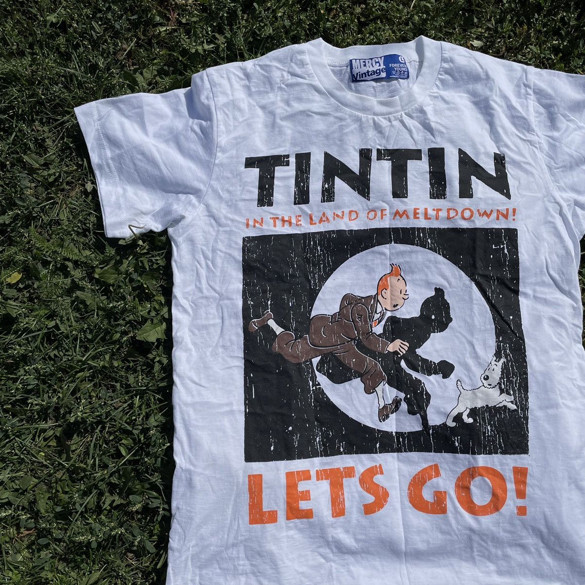 Vintage Vintage 90s Tintin Graphic Tee Sun Faded Indie Skate Baggy L Size US L / EU 52-54 / 3 - 4 Thumbnail