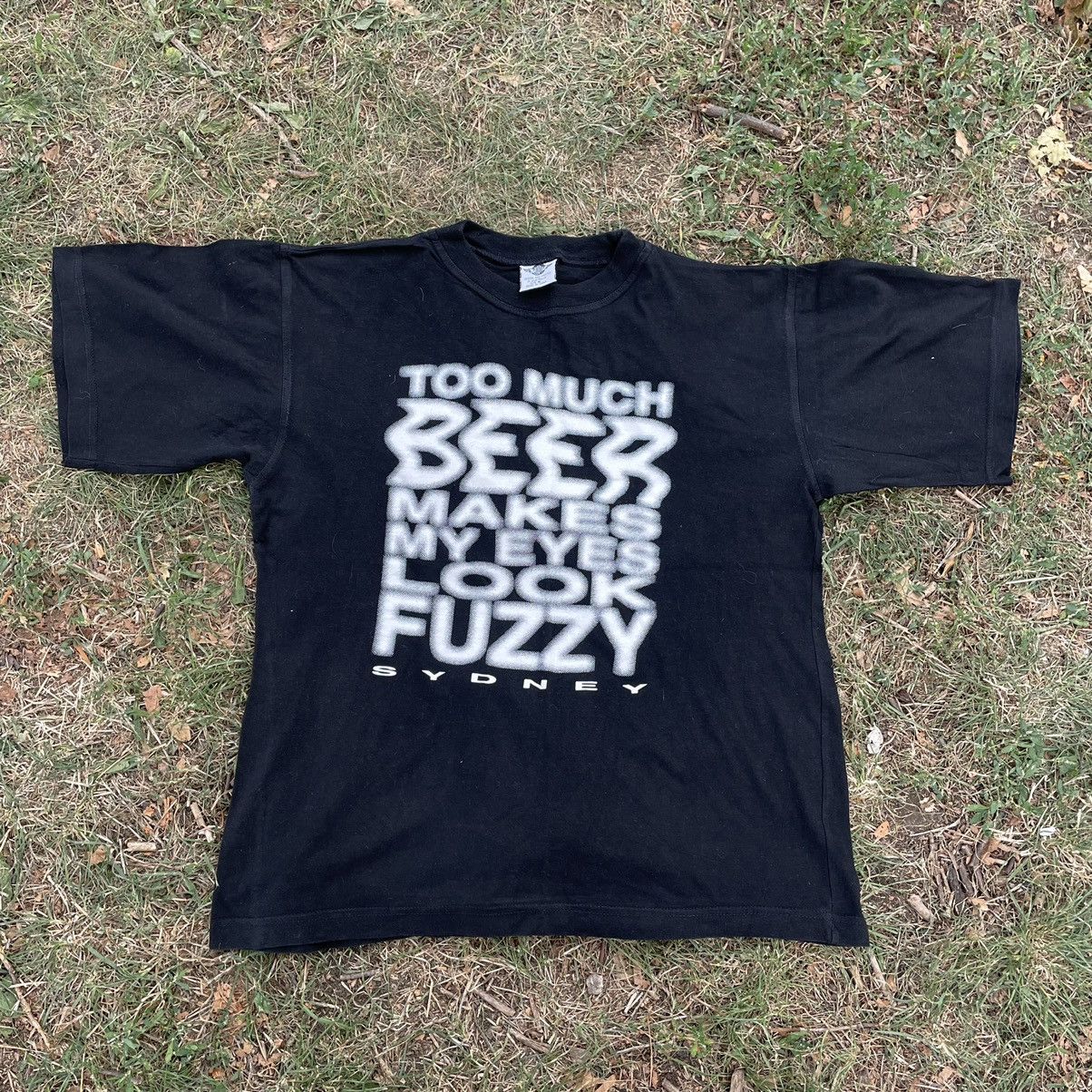 Vintage Vintage 90s Graphic Tee Beer Fuzzy Print Skate Grunge XL Size US XL / EU 56 / 4 - 1 Thumbnail