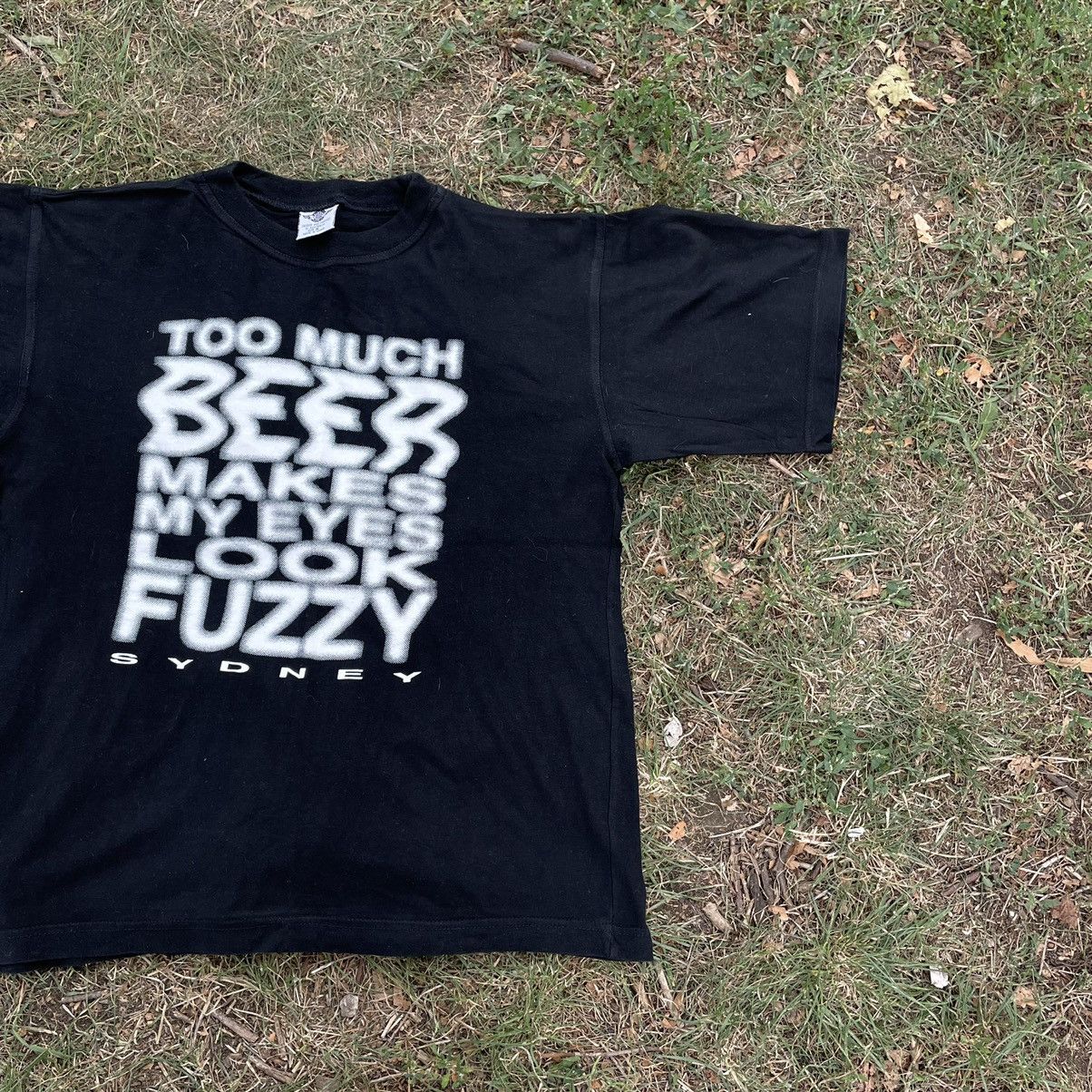 Vintage Vintage 90s Graphic Tee Beer Fuzzy Print Skate Grunge XL Size US XL / EU 56 / 4 - 3 Thumbnail