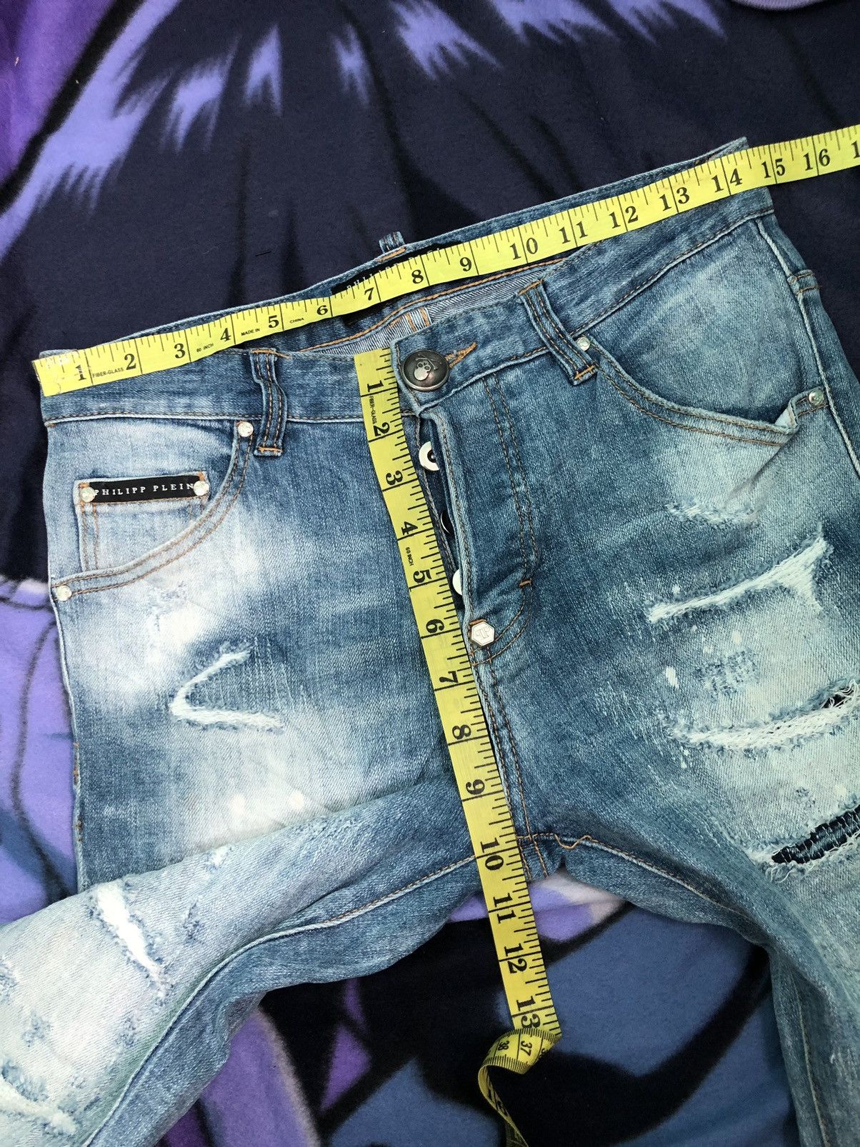 Philipp Plein PHILIPP PLEIN RIPPED DISTRESSED STRAIGHT CUT DENIM JEANS Size US 29 - 15 Thumbnail