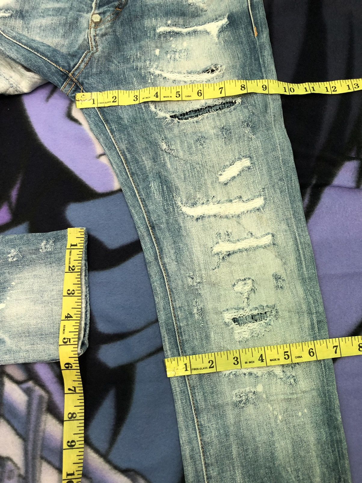Philipp Plein PHILIPP PLEIN RIPPED DISTRESSED STRAIGHT CUT DENIM JEANS Size US 29 - 17 Thumbnail