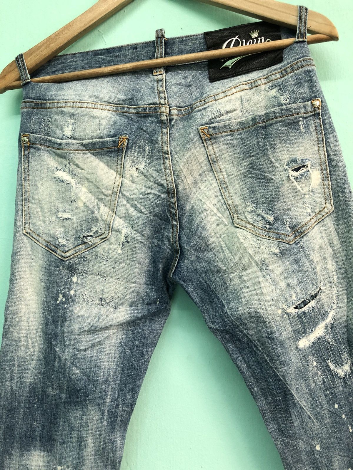 Philipp Plein PHILIPP PLEIN RIPPED DISTRESSED STRAIGHT CUT DENIM JEANS Size US 29 - 13 Thumbnail