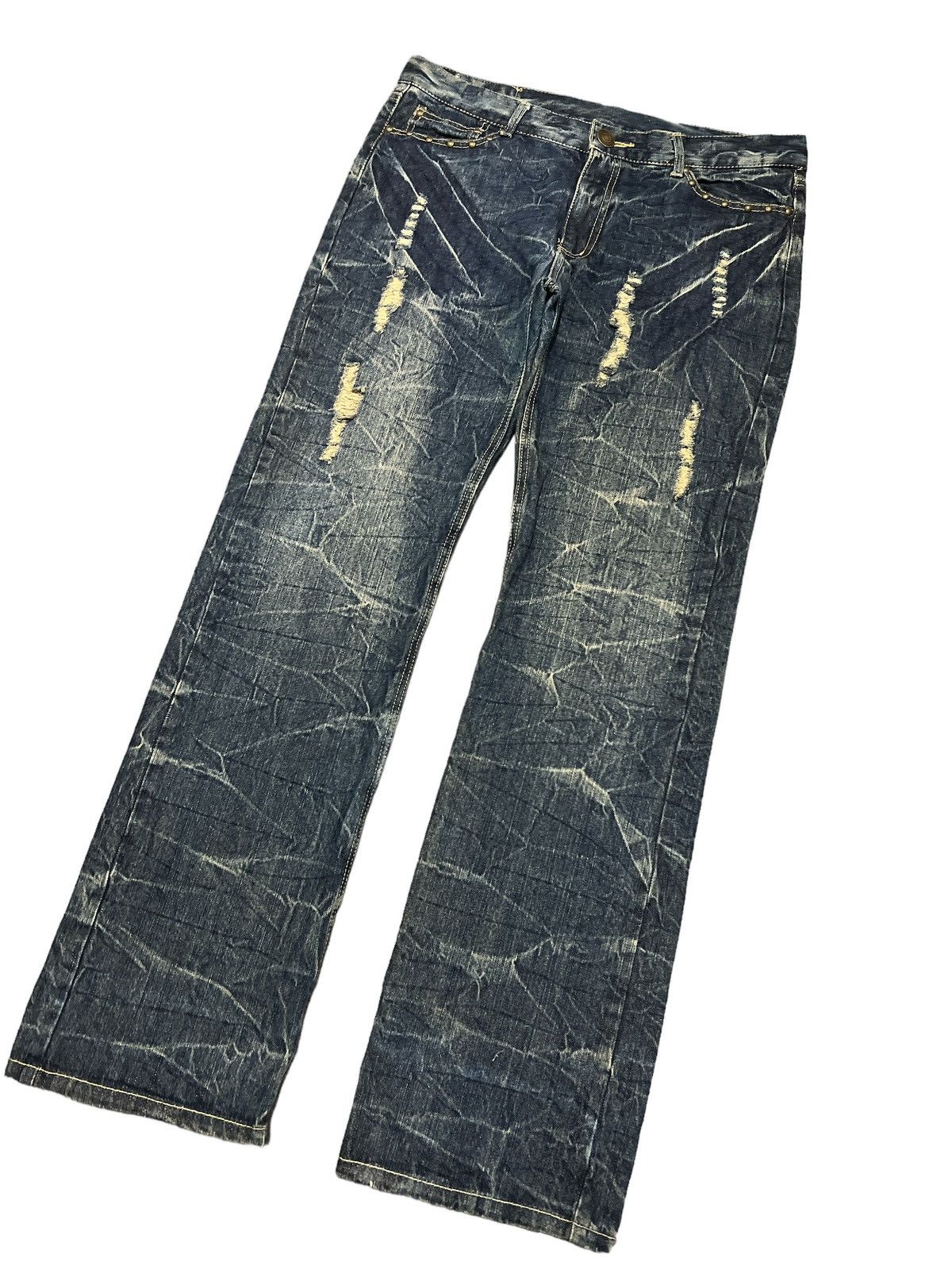 Japanese Brand × Vintage BACK&FOURT RIPPED DISTRESSED DENIM PANT Size US 35 - 5 Thumbnail