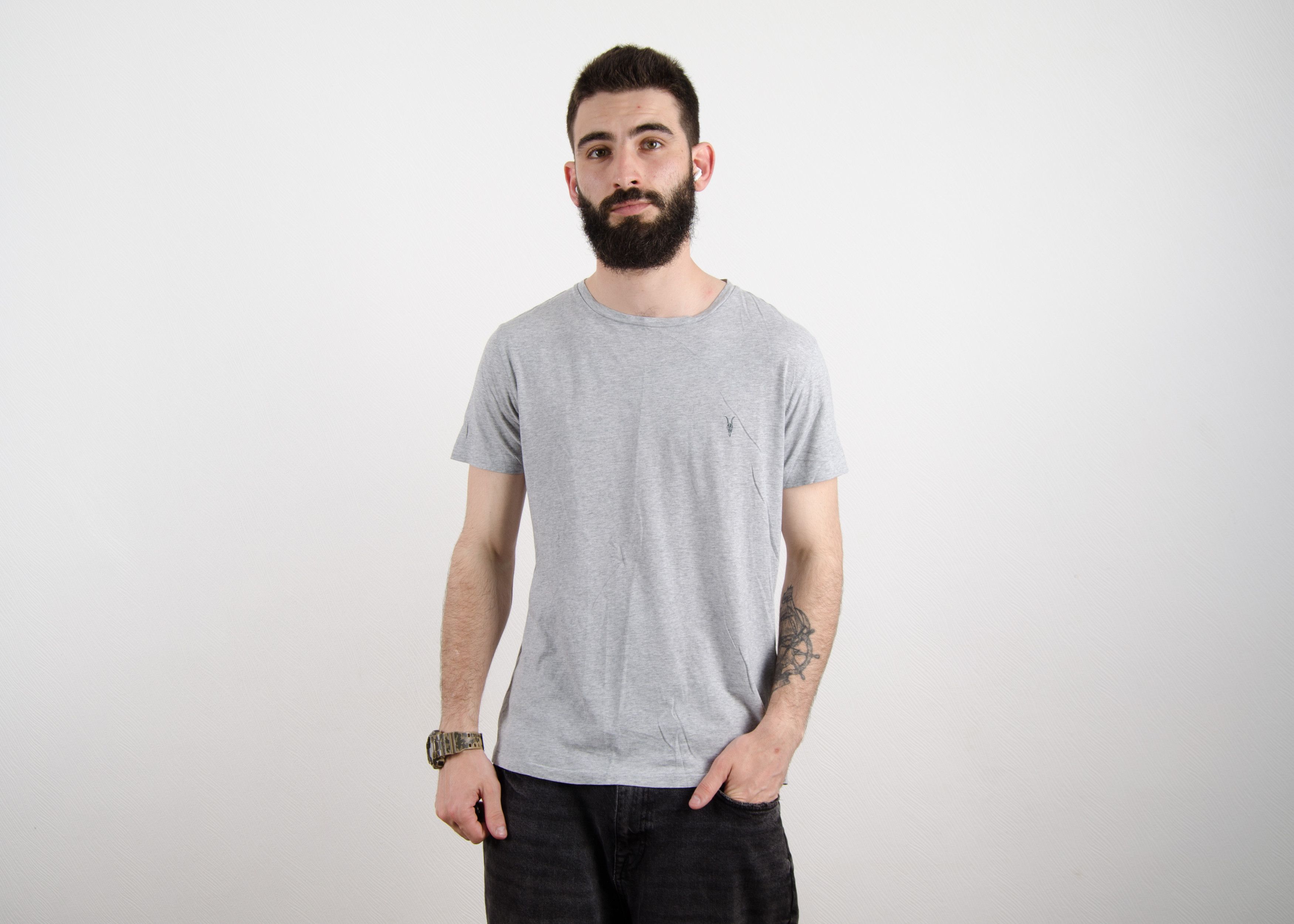 Allsaints AllSaints Gray Basic Logo T shirt size M Size US M / EU 48-50 / 2 - 1 Thumbnail