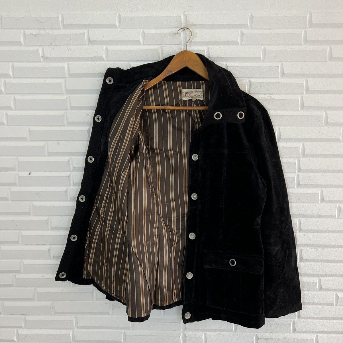 Hysteric Glamour VINTAGE PLYMTONE STRIPED LINING HIGH COLLAR BIKER JACKET Size US L / EU 52-54 / 3 - 9 Thumbnail