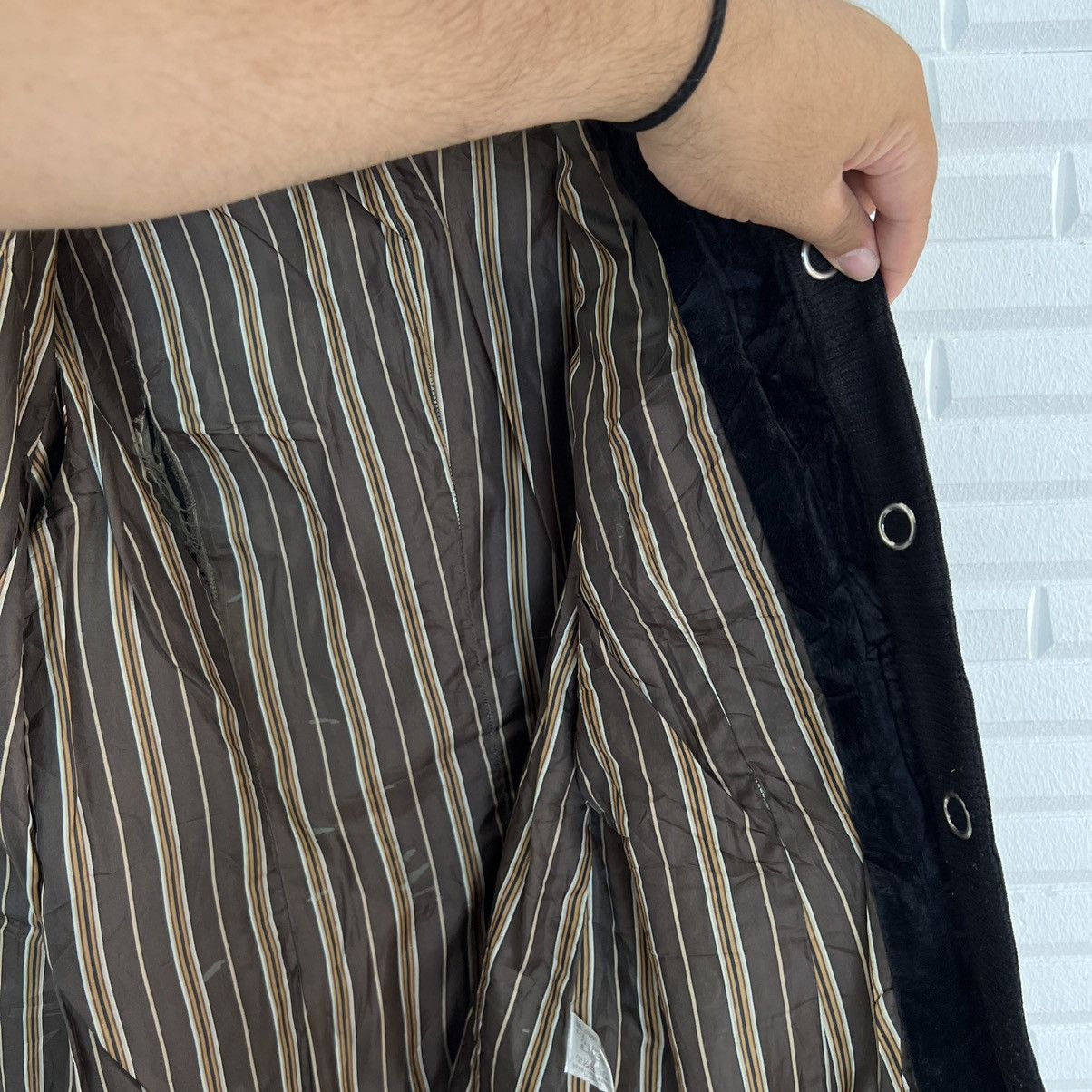 Hysteric Glamour VINTAGE PLYMTONE STRIPED LINING HIGH COLLAR BIKER JACKET Size US L / EU 52-54 / 3 - 14 Thumbnail