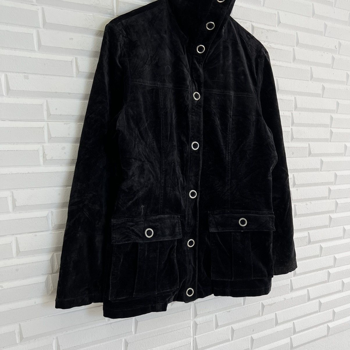 Hysteric Glamour VINTAGE PLYMTONE STRIPED LINING HIGH COLLAR BIKER JACKET Size US L / EU 52-54 / 3 - 4 Thumbnail
