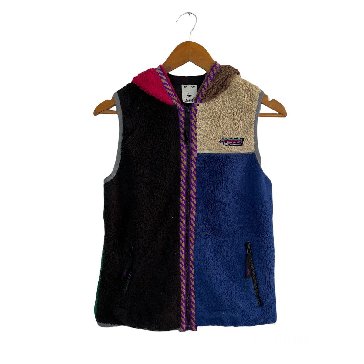 Japanese Brand MULTI COLOUR FLEECE VEST HOODIE X-GIRL Size US S / EU 44-46 / 1 - 1 Thumbnail