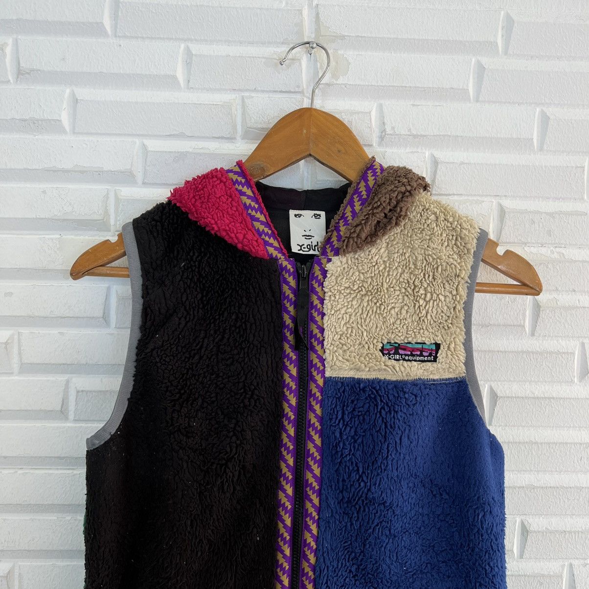 Japanese Brand MULTI COLOUR FLEECE VEST HOODIE X-GIRL Size US S / EU 44-46 / 1 - 3 Thumbnail