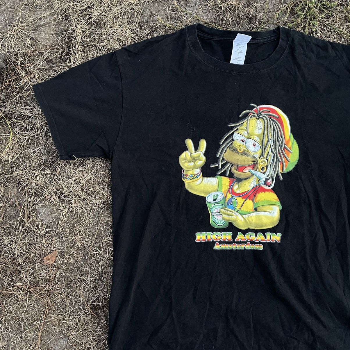 Vintage Vintage 90s Graphic Tee Rasta Cannabis Bart Skate Streetwear Size US M / EU 48-50 / 2 - 3 Thumbnail