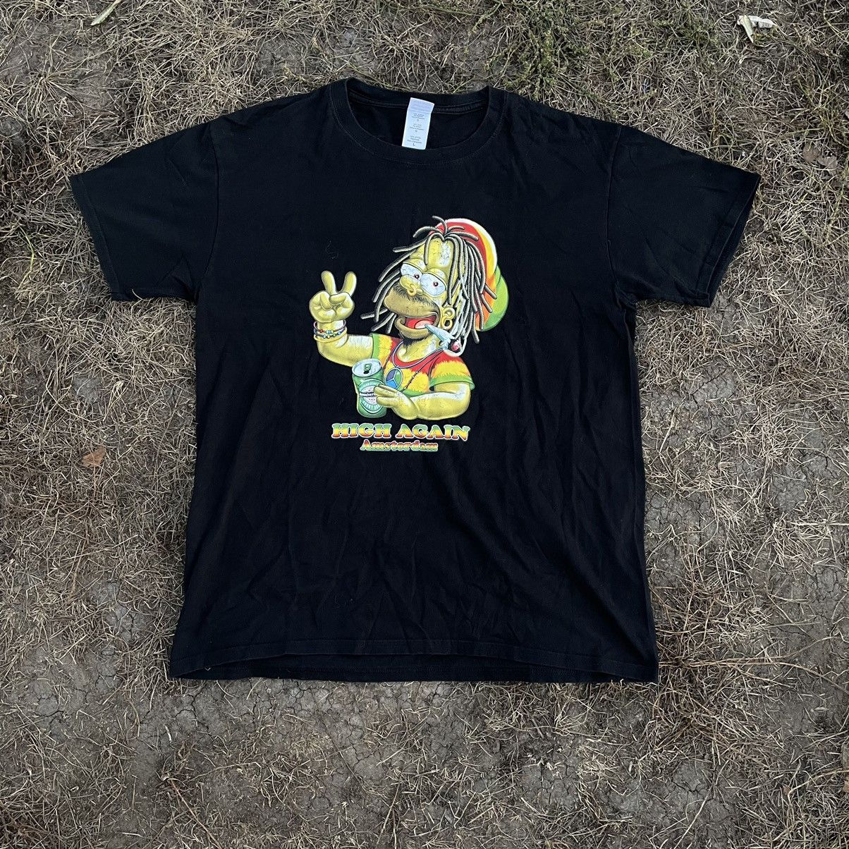 Vintage Vintage 90s Graphic Tee Rasta Cannabis Bart Skate Streetwear Size US M / EU 48-50 / 2 - 1 Thumbnail