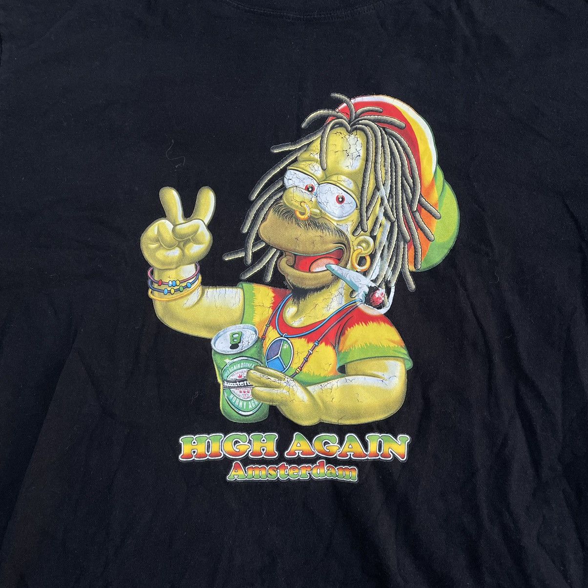 Vintage Vintage 90s Graphic Tee Rasta Cannabis Bart Skate Streetwear Size US M / EU 48-50 / 2 - 4 Thumbnail