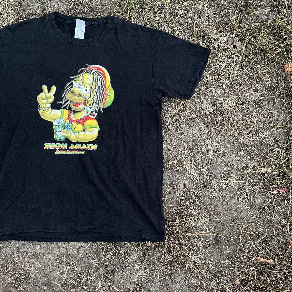Vintage Vintage 90s Graphic Tee Rasta Cannabis Bart Skate Streetwear Size US M / EU 48-50 / 2 - 2 Thumbnail