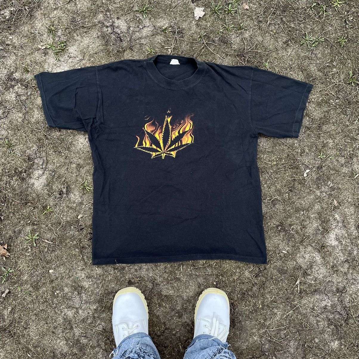 Vintage Vintage 90s Opium Rasta Graphic Tee Sun Faded Black Baggy XL Size US XL / EU 56 / 4 - 1 Thumbnail