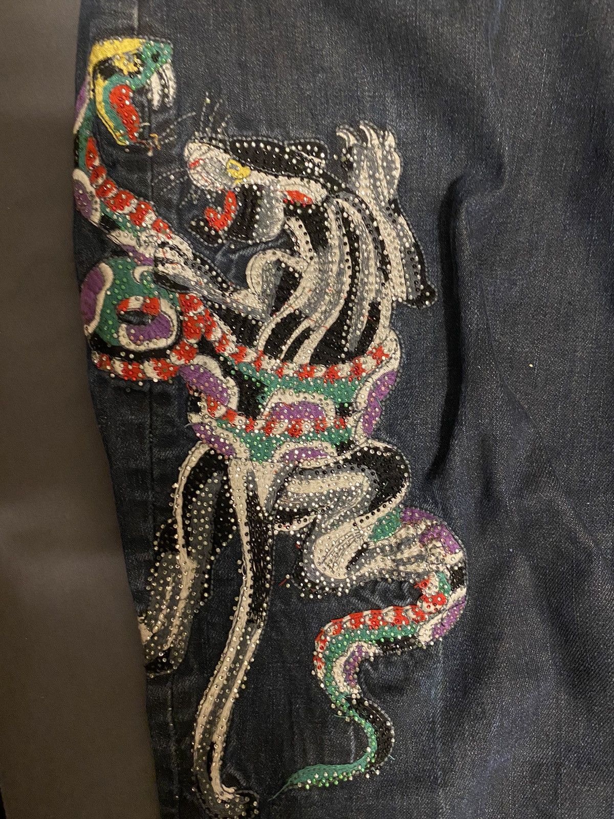 Ed Hardy Vintage Ed Hardy Jeans Rhinestone Panther Blue Jeans Size US 38 / EU 54 - 3 Thumbnail