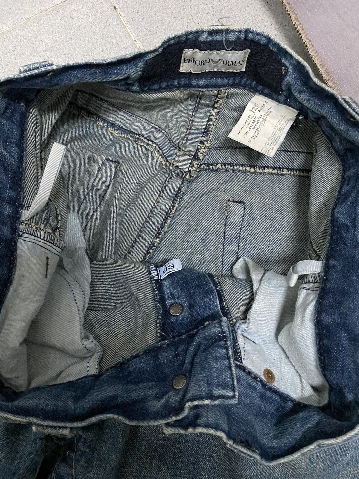 Emporio Armani Vintage Emporio Armani Wide Leg Distress Denim blue jeans Size US 33 - 11 Thumbnail