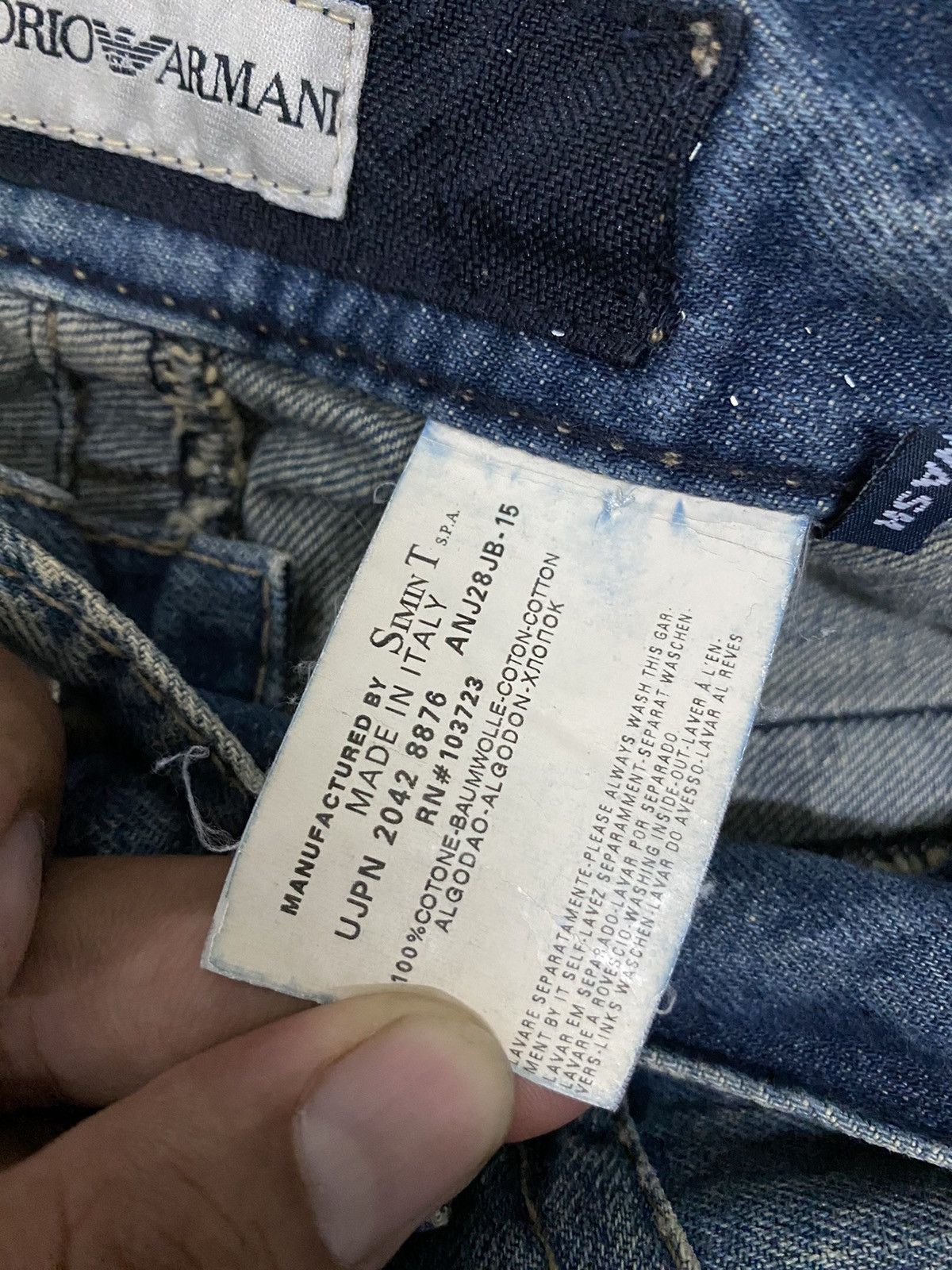 Emporio Armani Vintage Emporio Armani Wide Leg Distress Denim blue jeans Size US 33 - 5 Thumbnail