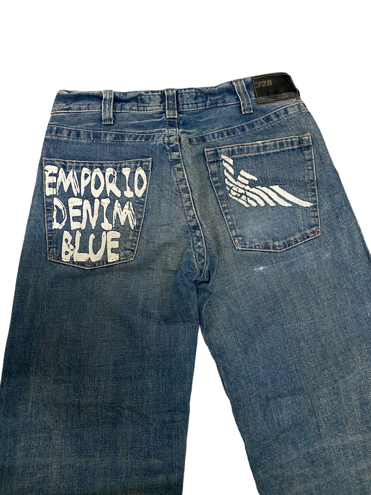 Emporio Armani Vintage Emporio Armani Wide Leg Distress Denim blue jeans Size US 33 - 3 Thumbnail