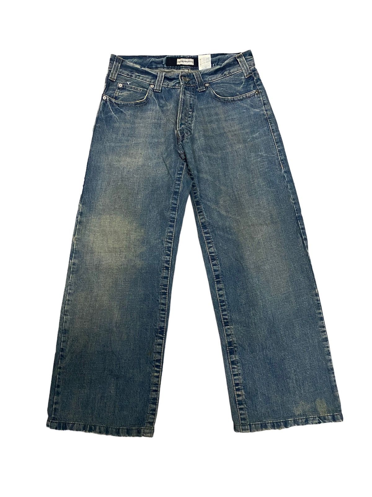 Emporio Armani Vintage Emporio Armani Wide Leg Distress Denim blue jeans Size US 33 - 2 Thumbnail