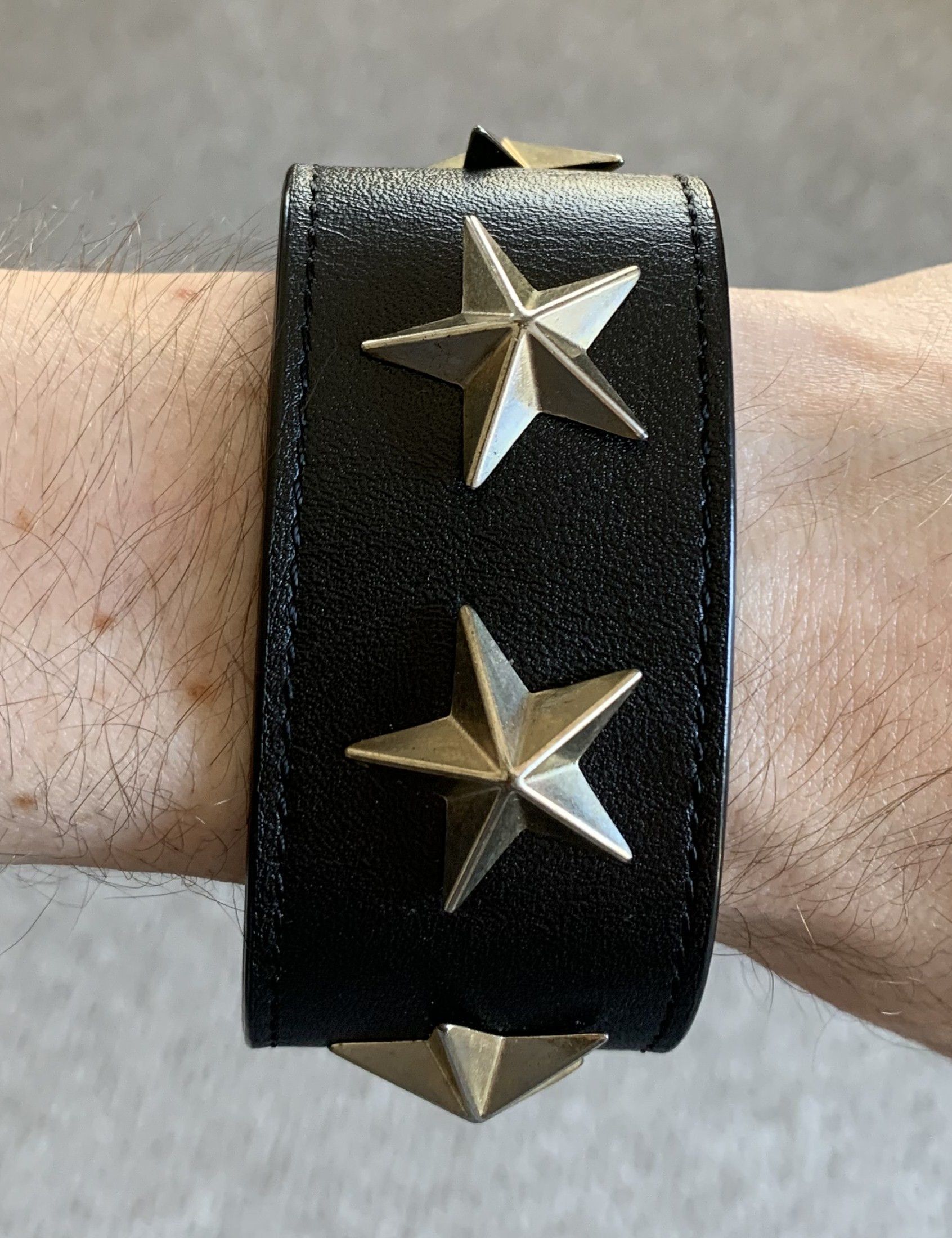 image of Givenchy Stars Leather Bracelet! in Black, Men's