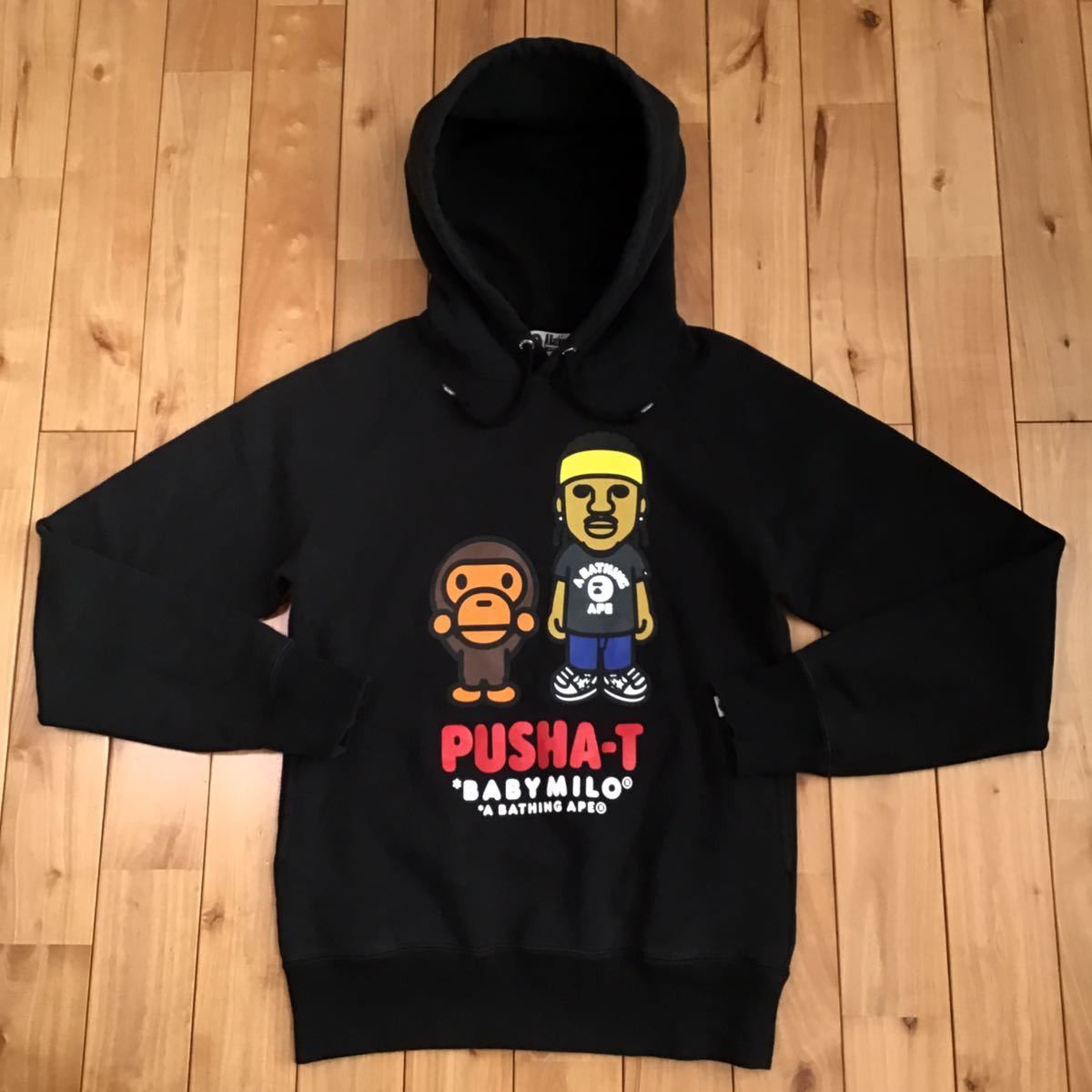 image of Bape × Pusha-T Milo Pullover Hoodie Black, Men's (Size Medium)