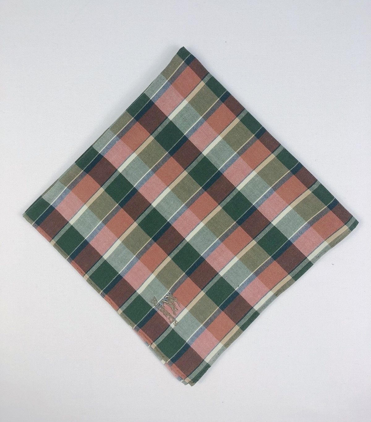 image of Vintage Burberrys Checkered Embroidery Bandana Handkerchief, Men's