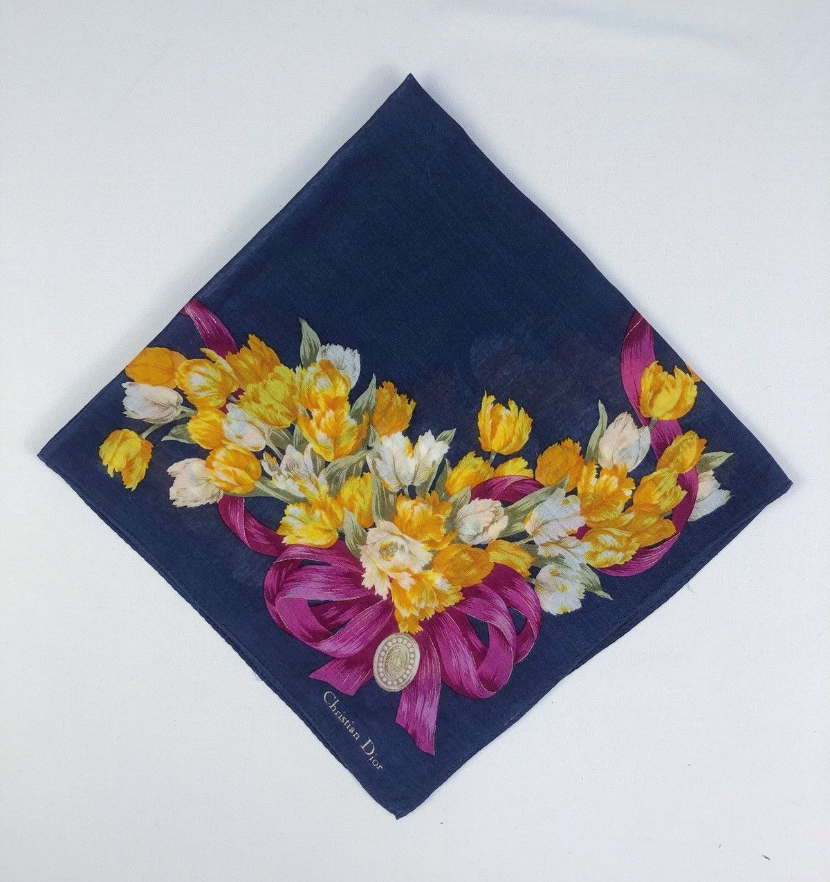 Rare Vintage Christian Dior Floral Bandana Handkerchief