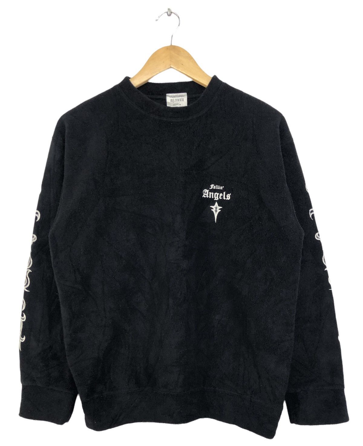 image of Archival Clothing Dj Free Fallin' Angels Fleece Crewneck Sweatshirt in Black, Men's (Size Medium)