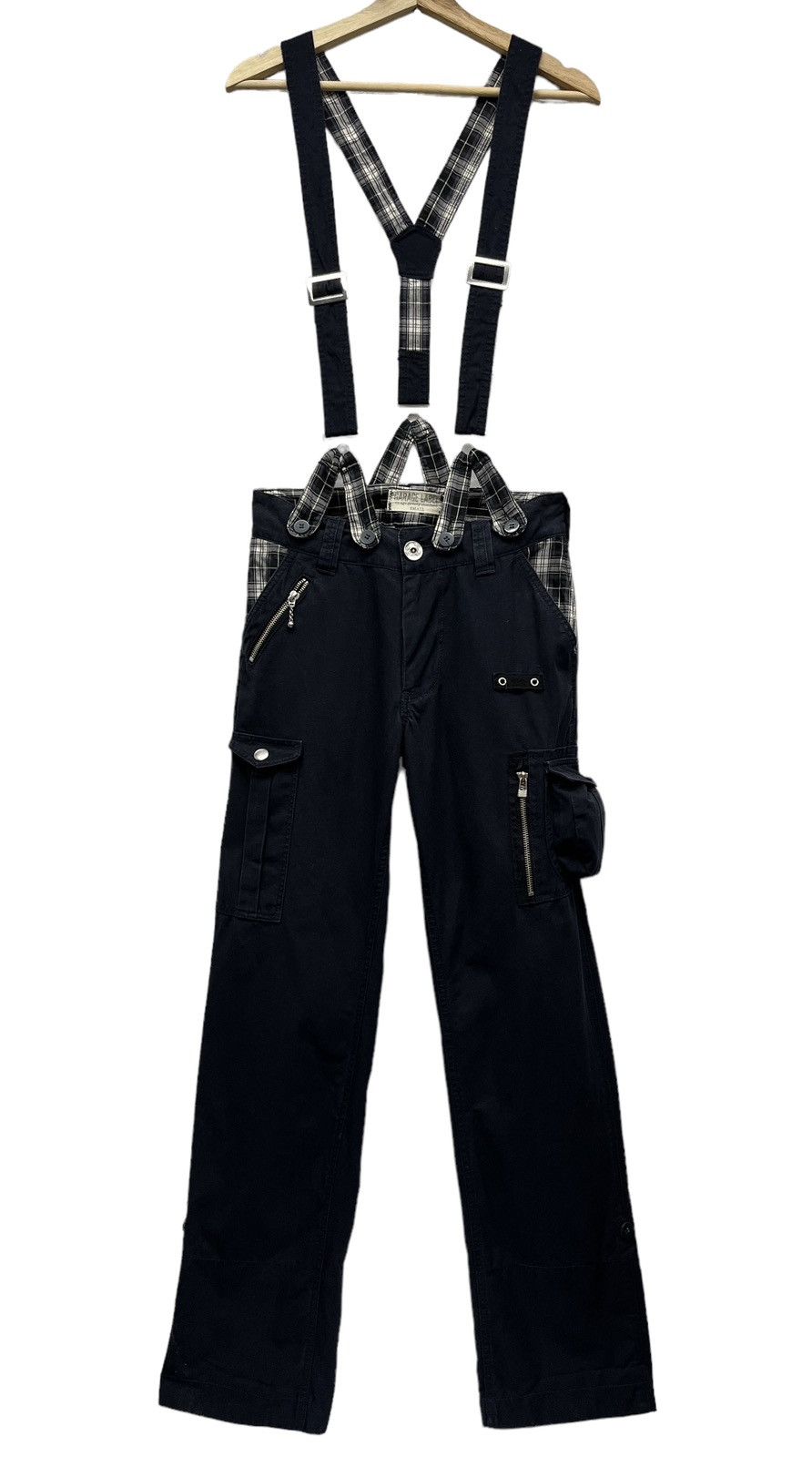 Japanese Brand 🔥VINTAGE GARAGE LABEL💥Punk Bondage Suspender Overall Cargo Size US 28 / EU 44 - 3 Thumbnail